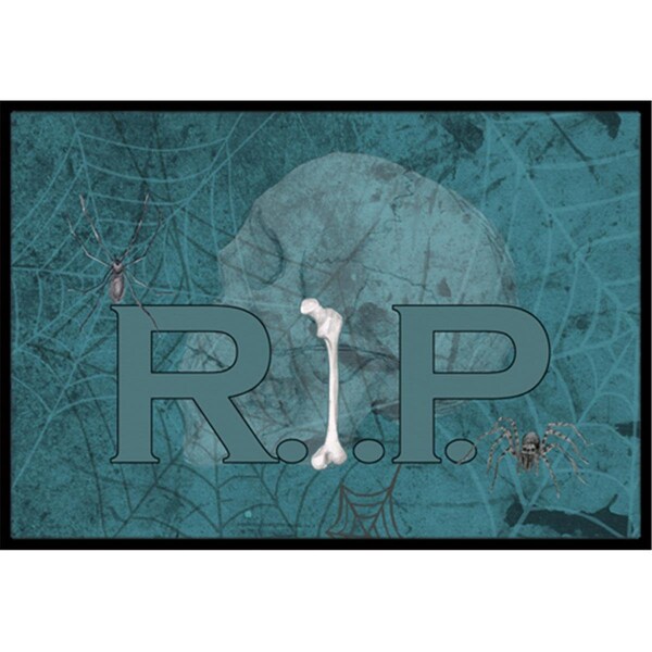 Carolines Treasures 36 x 24 in. RIP Rest in Peace with Spider Web Halloween Indoor Or Outdoor Doormat SB3004JMAT - main